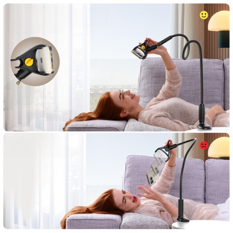 Uchwyt na telefon biurkowy z elastycznym ramieniem typu gęsia szyja - czarna JOYROOM