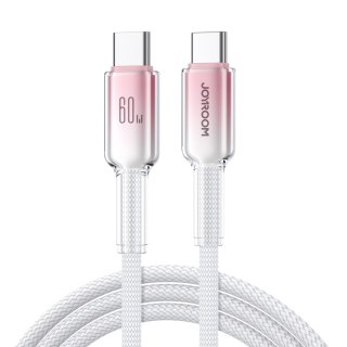 Kabel przewód Crystal-Clear Series 60W USB-C - USB-C 1.2m - biały JOYROOM