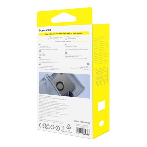 Kabel przewód Tungsten Gold z organizerem magnetycznym USB-C 100W 1m - czarny BASEUS