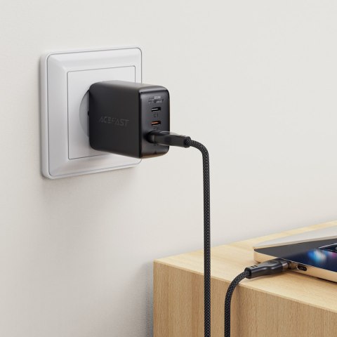 Kabel przewód USB-A - USB-C 3A z magnetycznym organizerem 1.2m - czarny ACEFAST