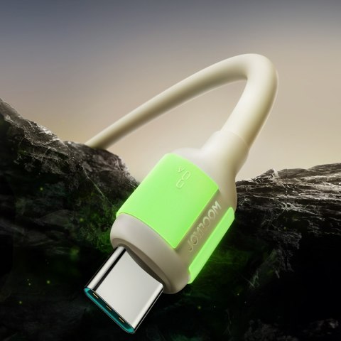 Kabel przewód USB-A - USB-C z fluorescencyjną końcówką 1.2m - beżowy JOYROOM