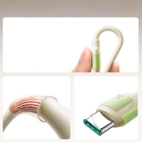 Kabel przewód USB-A - USB-C z fluorescencyjną końcówką 3A 2m - beżowy JOYROOM