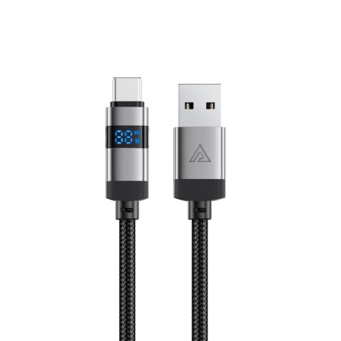 Kabel przewód USB-A - USB-C z wyświetlaczem 480Mb/s 66W 1.2m - czarny ACEFAST