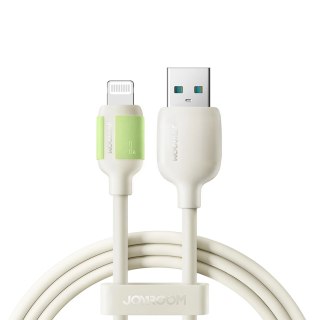 Kabel przewód USB-A - iPhone Lightning z fluorescencyjną końcówką 1.2m - beżowy JOYROOM
