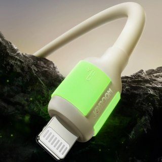 Kabel przewód USB-A - iPhone Lightning z fluorescencyjną końcówką 1.2m - beżowy JOYROOM