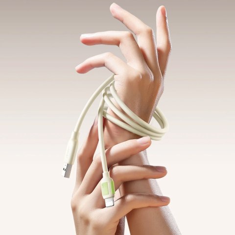 Kabel przewód USB-A - iPhone Lightning z fluorescencyjną końcówką 1.2m - beżowy JOYROOM