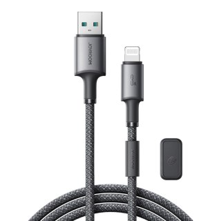 Kabel przewód USB-A - iPhone Lightning z organizerem uchwytem magnetycznym 1.2m - szary JOYROOM