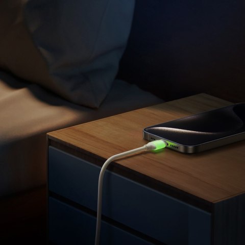 Kabel przewód USB-C - USB-C z fluorescencyjną końcówką 60W 1.2m - beżowy JOYROOM