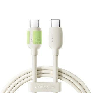 Kabel przewód USB-C - USB-C z fluorescencyjną końcówką 60W 2m - beżowy JOYROOM