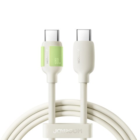 Kabel przewód USB-C - USB-C z fluorescencyjną końcówką 60W 2m - beżowy JOYROOM