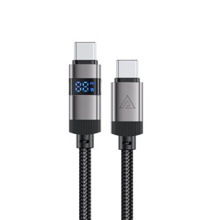 Kabel przewód USB-C - USB-C z wyświetlaczem 480Mb/s 66W 1.2m - czarny ACEFAST