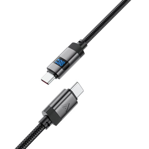 Kabel przewód USB-C - USB-C z wyświetlaczem 480Mb/s 66W 1.2m - czarny ACEFAST