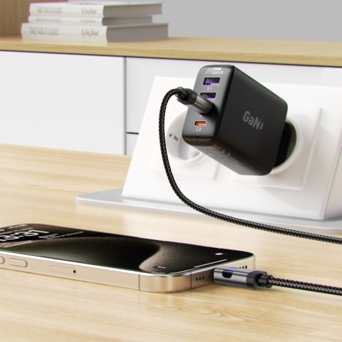 Kabel przewód USB-C - USB-C z wyświetlaczem 480Mb/s 66W 1.2m - czarny ACEFAST