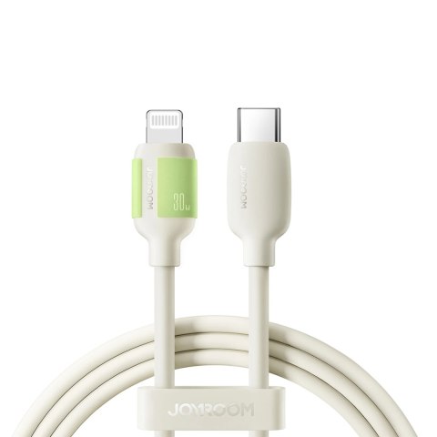 Kabel przewód USB-C - iPhone Lightning z fluorescencyjną końcówką 2m 30W - beżowy JOYROOM