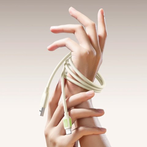 Kabel przewód USB-C - iPhone Lightning z fluorescencyjną końcówką 2m 30W - beżowy JOYROOM