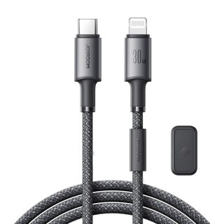 Kabel przewód USB-C - iPhone Lightning z organizerem uchwytem magnetycznym 1.2m - szary JOYROOM