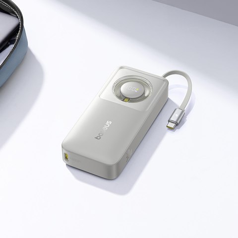 Powerbank Free2Pull 10000mAh 30W z portem USB-C i rozwijanym kablem USB-C - szary BASEUS