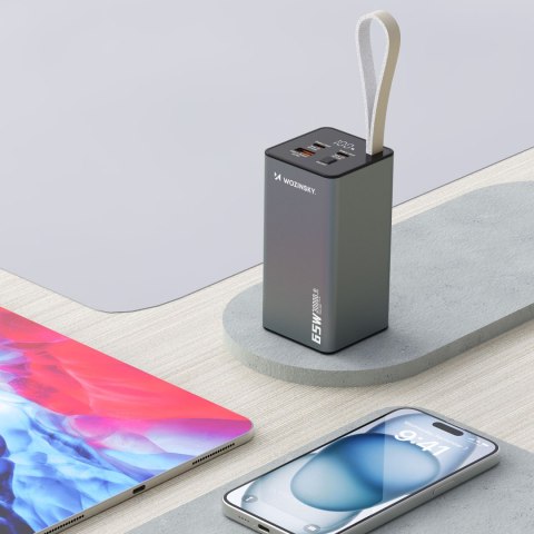 Powerbank K65+ 65W 30000mAh 2x USB-C 1x USB-A 65W - czarny WOZINSKY