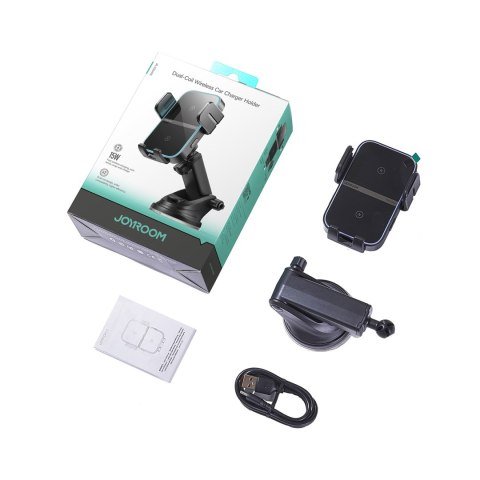 Uchwyt na telefon z ładowarką indukcyjną na deskę rozdzielczą - czarny JOYROOM