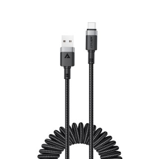 Kabel przewód spiralny USB-A - USB-C 480Mb/s 3A 1.2m - czarny ACEFAST