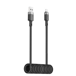 Kabel przewód spiralny USB-A - USB-C 480Mb/s 3A 1.2m - czarny ACEFAST