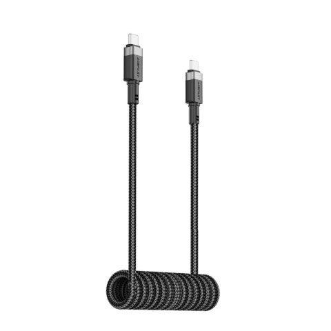 Kabel przewód spiralny USB-C - USB-C 480Mb/s 3A 1.2m - czarny ACEFAST