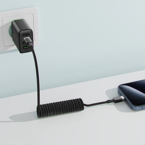 Kabel przewód spiralny USB-C - USB-C 480Mb/s 3A 1.2m - czarny ACEFAST
