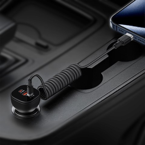 Kabel przewód spiralny USB-C - USB-C 480Mb/s 3A 1.2m - czarny ACEFAST