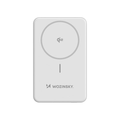 Powerbank magnetyczny Qi2 10000mAh z podstawką USB-A USB-C 22.5W PD - biały WOZINSKY