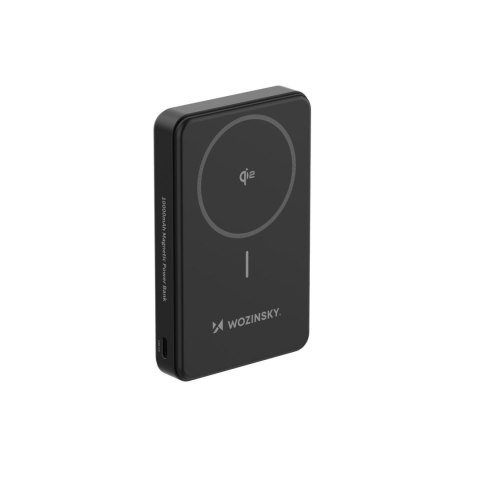 Powerbank magnetyczny Qi2 10000mAh z podstawką USB-A USB-C 22.5W PD - czarny WOZINSKY
