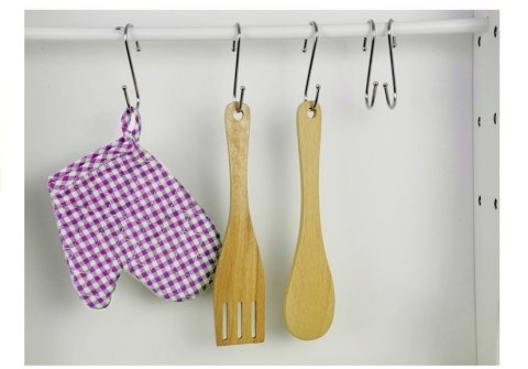 Drewniana Kuchnia Dla Dzieci Różowo Biała Paula Otwierane Elementy LEAN Toys