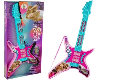 Gitara Elektryczna ze Światłami i Dźwiękami Różowa 62 cm LEAN Toys