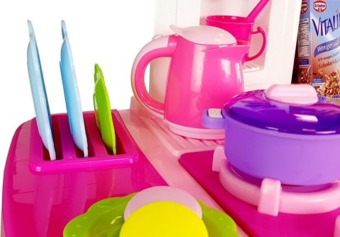 Kuchnia Woda Garnki Artykuły Spożywcze Na Baterie Dźwięk Różowa LEAN Toys