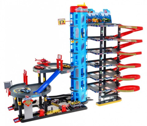 7-poziomowy Parking dla dzieci 3+ Helikopter + 10 Autek + Winda + Zjeżdżalnie