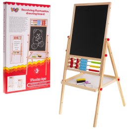 Drewniana dwustronna tablica dla dzieci 3+ Edukacyjna tablica magnetyczna kredowa + Akcesoria