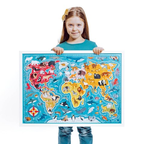 Puzzle 60 elementów Puzzlove - Mapa świata Zwierzęta CzuCzu