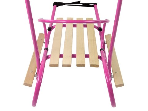 Sanki Metalowe z Pchaczem Oparcie Pasek Różowe LEAN Toys