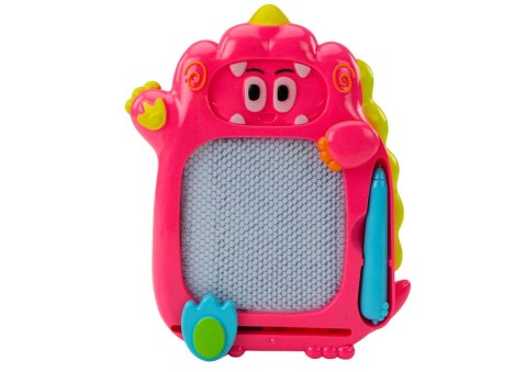 Tablica Do Rysowania Gra Kieszonkowa 2w1 Dinozaur Różowy LEAN Toys