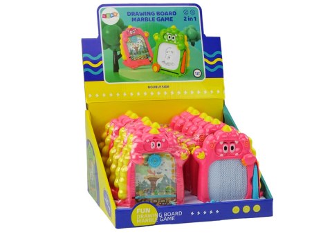 Tablica Do Rysowania Gra Kieszonkowa 2w1 Dinozaur Różowy LEAN Toys