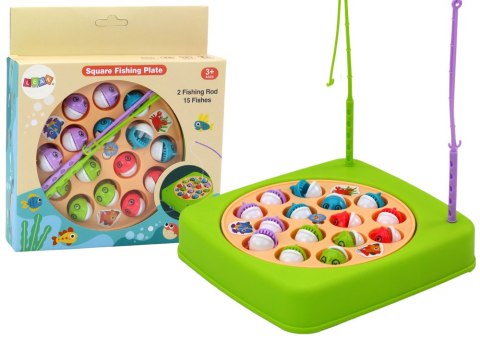 Gra Zręcznościowa Łowienie Rybek 15szt Wędki Zielona LEAN Toys