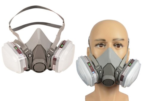 Maska Półmaska Przeciwpyłowa Lakiernicza 2 Filtry Węglowe LEAN