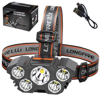 Latarka Czołowa LED Czołówka 5 Diod Czujnik Ruchu 4 Tryby Świecenia LEAN