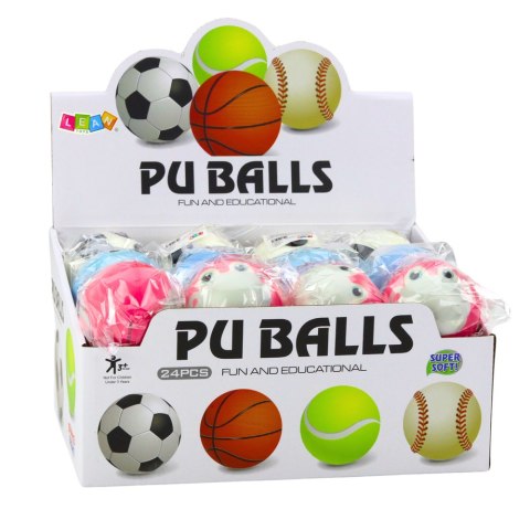 Piłka Do Odbijania Ugniatania Piankowa Piłeczka Zwierzęta 7cm LEAN TOYS