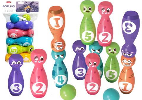 Zestaw Do Gry W Kręgle Buźki Kule Kolorowe 10szt LEAN Toys