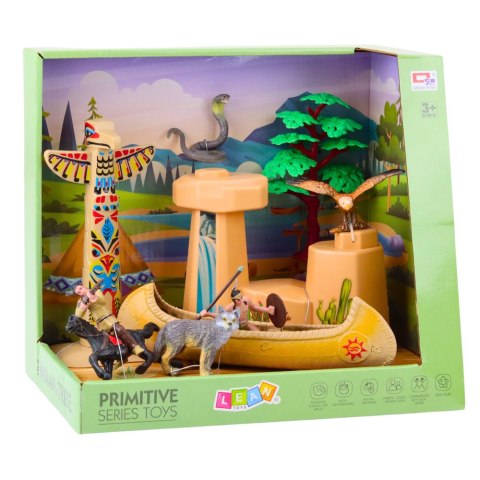 Zestaw Indiański Figurki Wioska Indianie Kajak Totem LEAN Toys