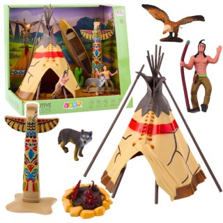 Zestaw Indiański Figurki Wioska Indianie Namiot Tipi KajakTotem LEAN Toys