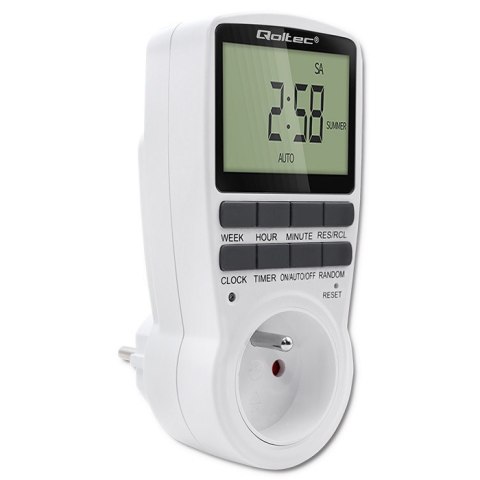 Elektroniczny programator czasowy PC0628 | 3680W | 16A | LCD Qoltec
