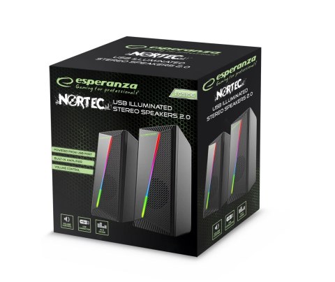 Głośniki 2.0 USB LED Rainbow Nortec Esperanza