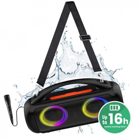 Głośnik POWER AUDIO PRO MT3184 Karaoke/Bluetooth 5.3/TWS/MP3/MicroSD/USB/Jack 6.3/AUX/Equalizer/USB-C/IPX5/RGB/16h/RMS 60W/PMPO  Media-Tech