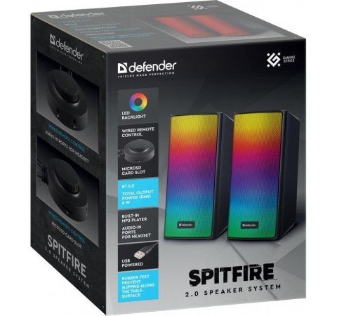 Głośniki komputerowe SPITFIRE 2.0 6W LED USB Defender